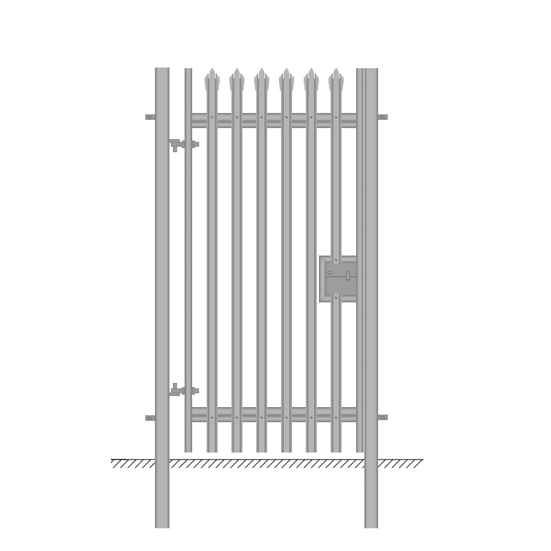 Single Leaf Security Palisade Gates (Galvanised / PPC) | Almec Fencing